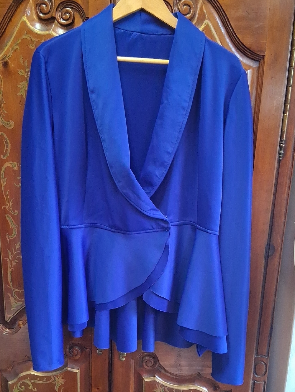 Royal Blue Draped Peplum Jacket Sz 2X $24. No Brand. Well Made.